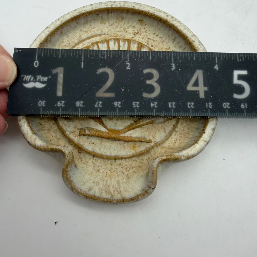 Studio Pottery Seashell Spoon Rest Signed RL Stoneware Scallop Shell Coastal